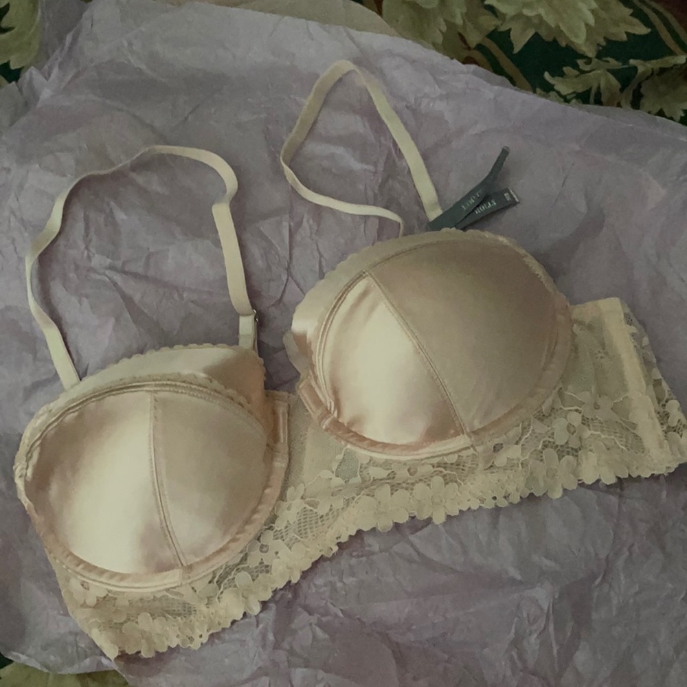 Vintage NWT Satin Bow Push Up Bra Bustier